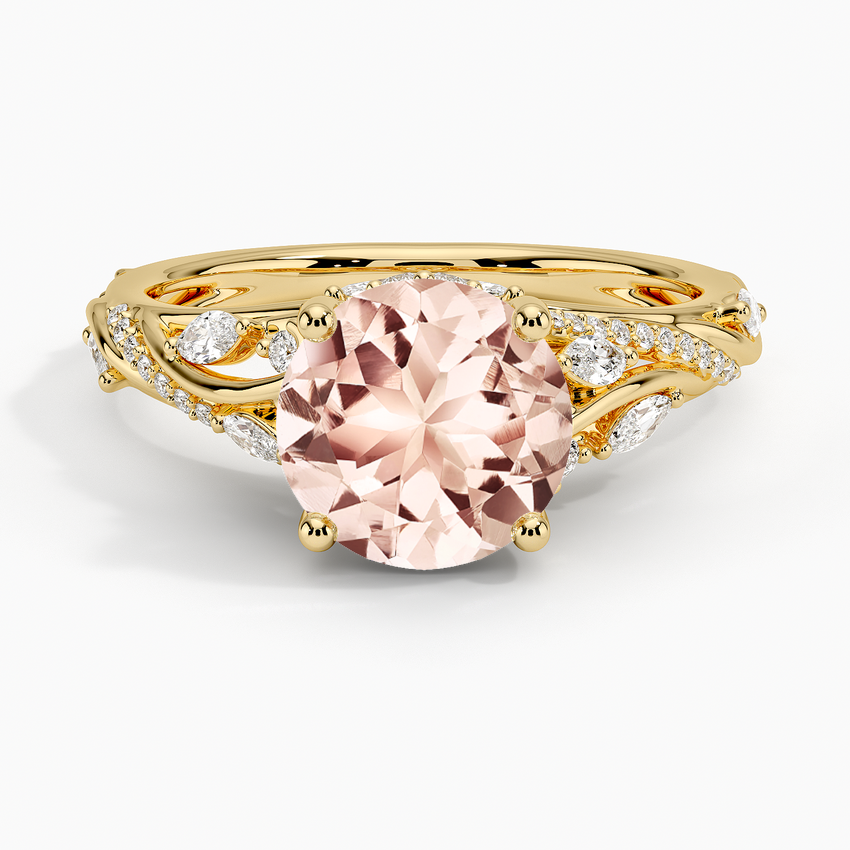 Morganite Begonia Vine Diamond Ring (1/2 ct. tw.) in 14K Yellow Gold