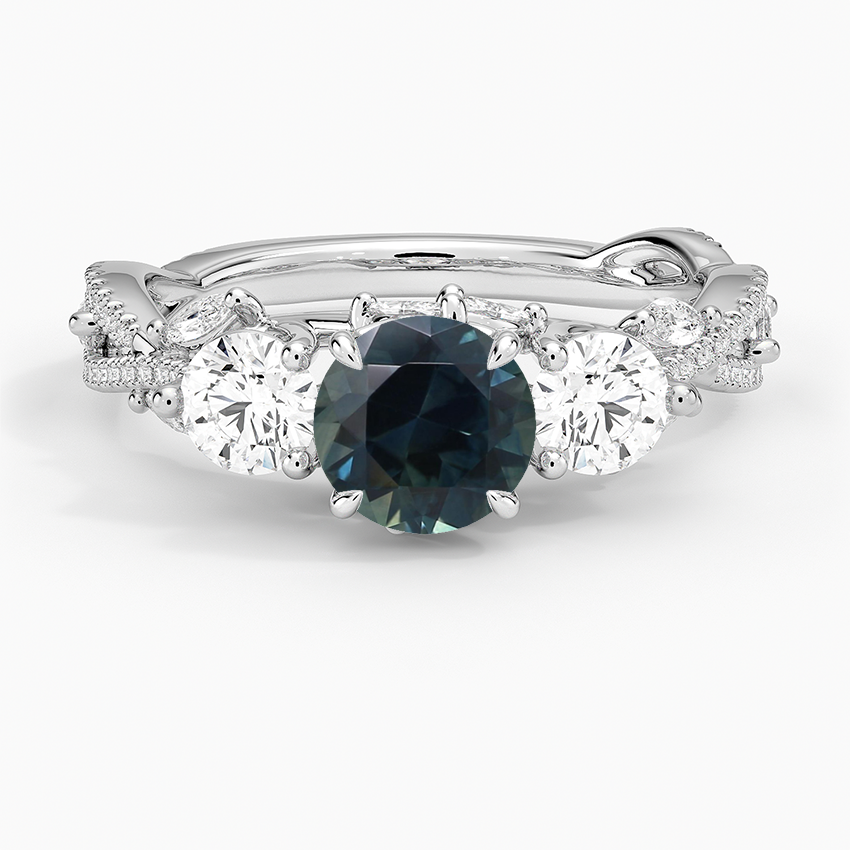 Sapphire Luxe Secret Garden Three Stone Diamond Ring (1 ct. tw.) in 18K White Gold