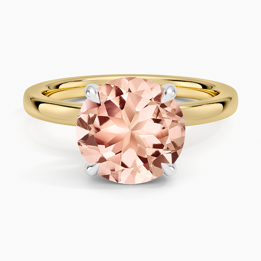 Morganite Platinum Mixed Metal Audrey 2mm Diamond Ring in 18K Yellow Gold