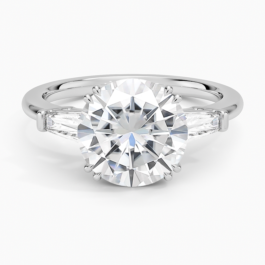 Moissanite Symphony Double Prong Three Stone Diamond Ring (1/2 ct. tw.) in 14K White Gold