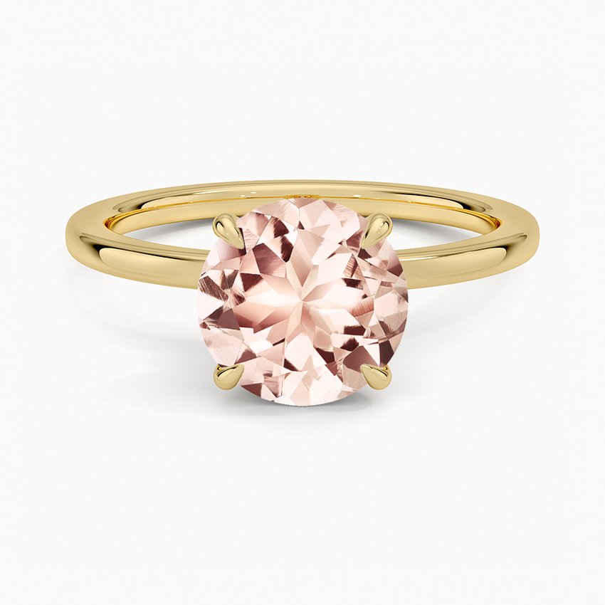 Morganite Secret Halo Diamond Ring in 18K Yellow Gold