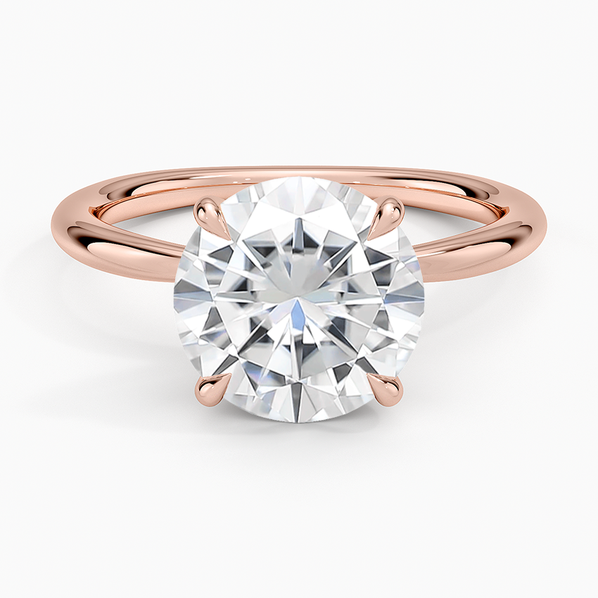 Moissanite Freesia 2mm Solitaire Ring in 14K Rose Gold