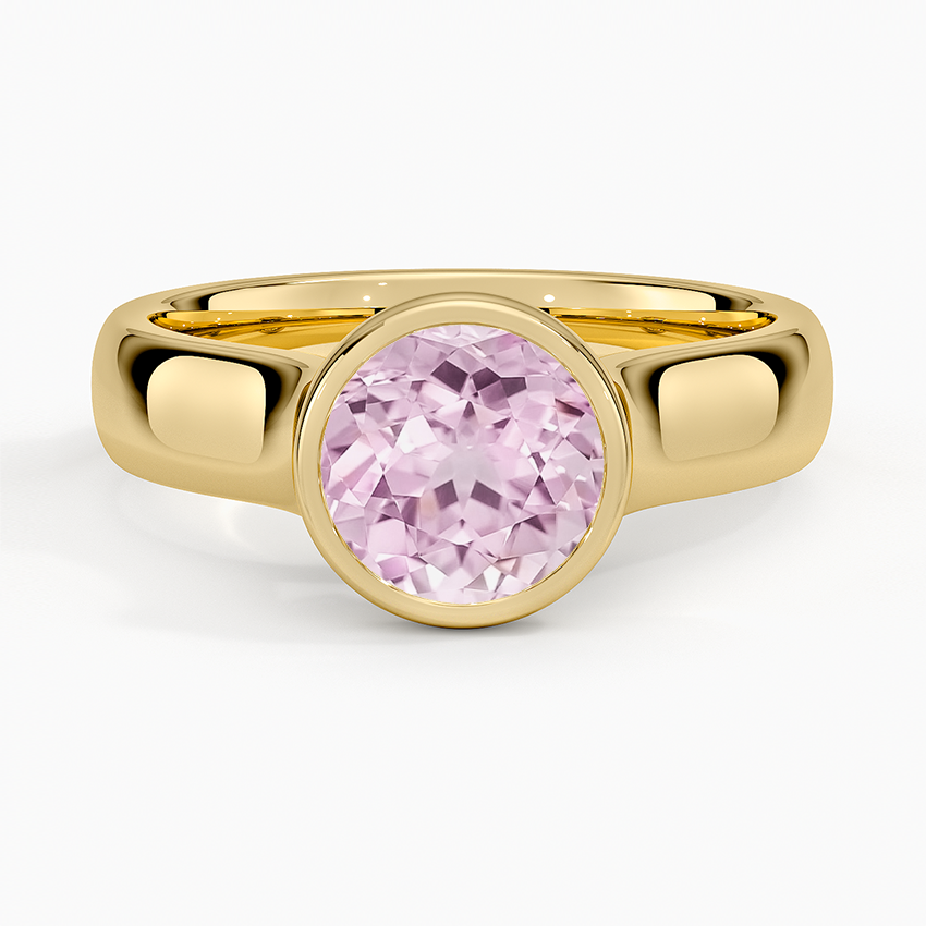 Lab Grown Sapphire Luna 4mm Bezel Ring in 18K Yellow Gold