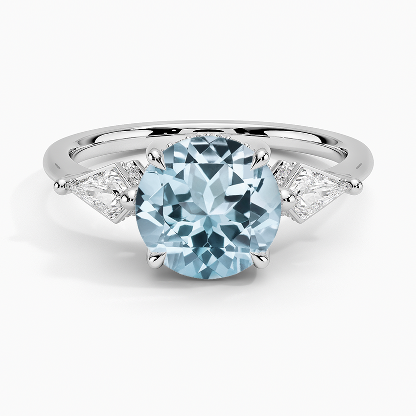 Aquamarine Luxe Cometa Hidden Accent Diamond Ring in 18K White Gold