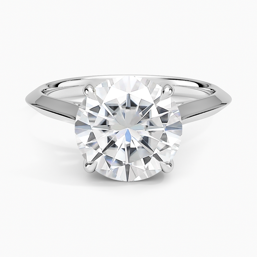 Moissanite Piper Knife Edge Solitaire Ring in 14K White Gold