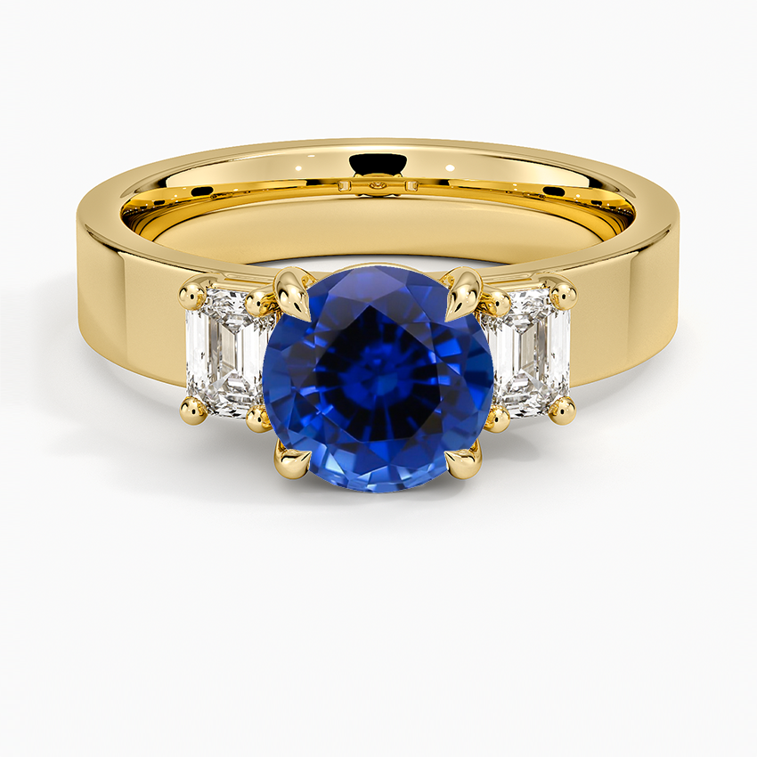 Sapphire Peyton Emerald Cut Three Stone Diamond Ring (1/2 ct. tw.) in 18K Yellow Gold