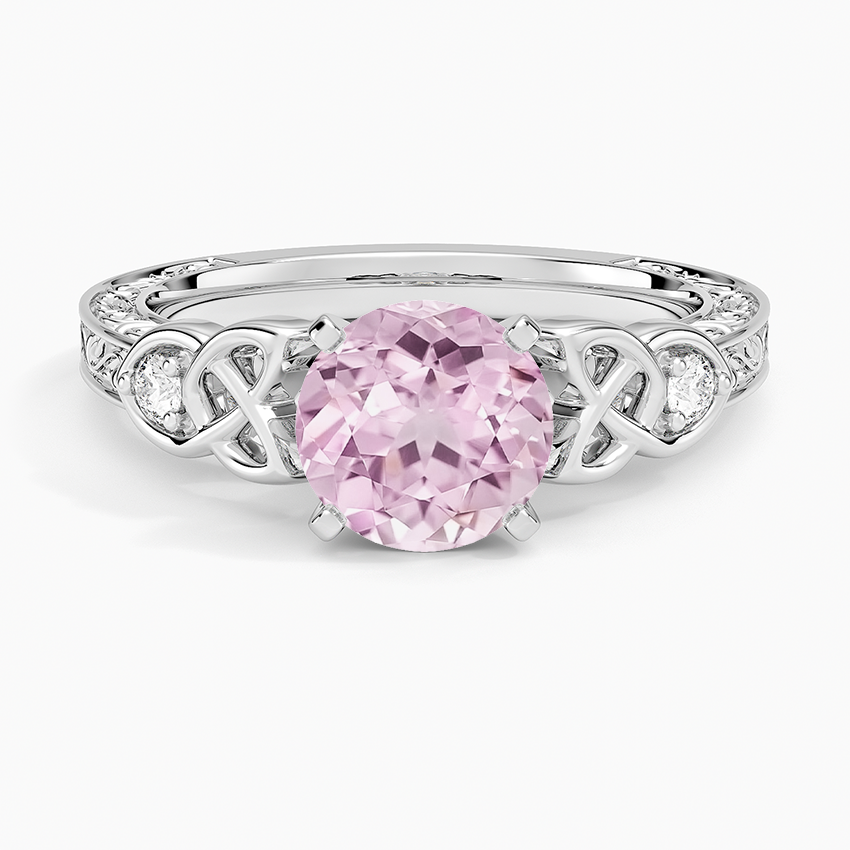 Lab Grown Sapphire Aberdeen Celtic Diamond Ring in 14K White Gold