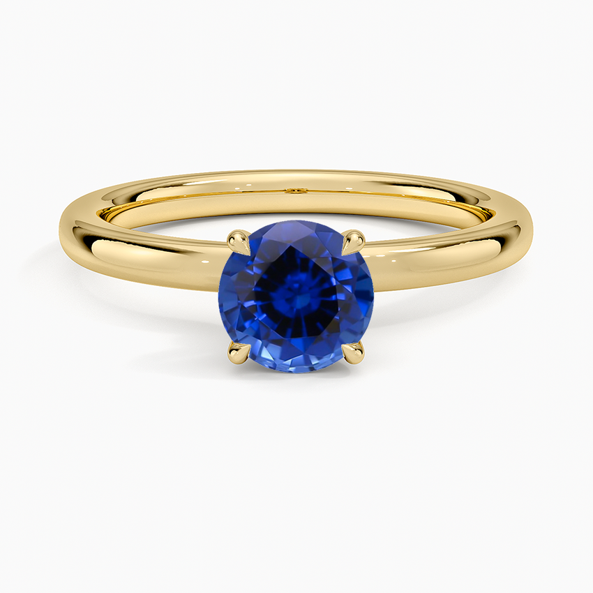 Sapphire Secret Halo 2mm Diamond Ring in 18K Yellow Gold
