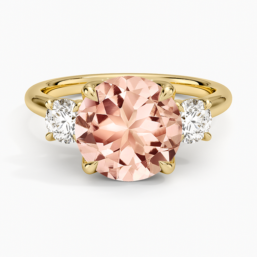 Morganite Elodie Perfect Fit Three Stone Diamond Ring (1/2 ct. tw.) in 14K Yellow Gold