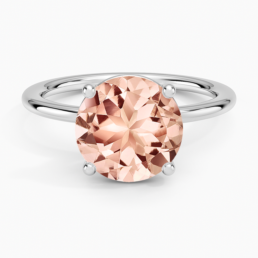 Morganite Gwen Perfect Fit Solitaire Ring in 14K White Gold