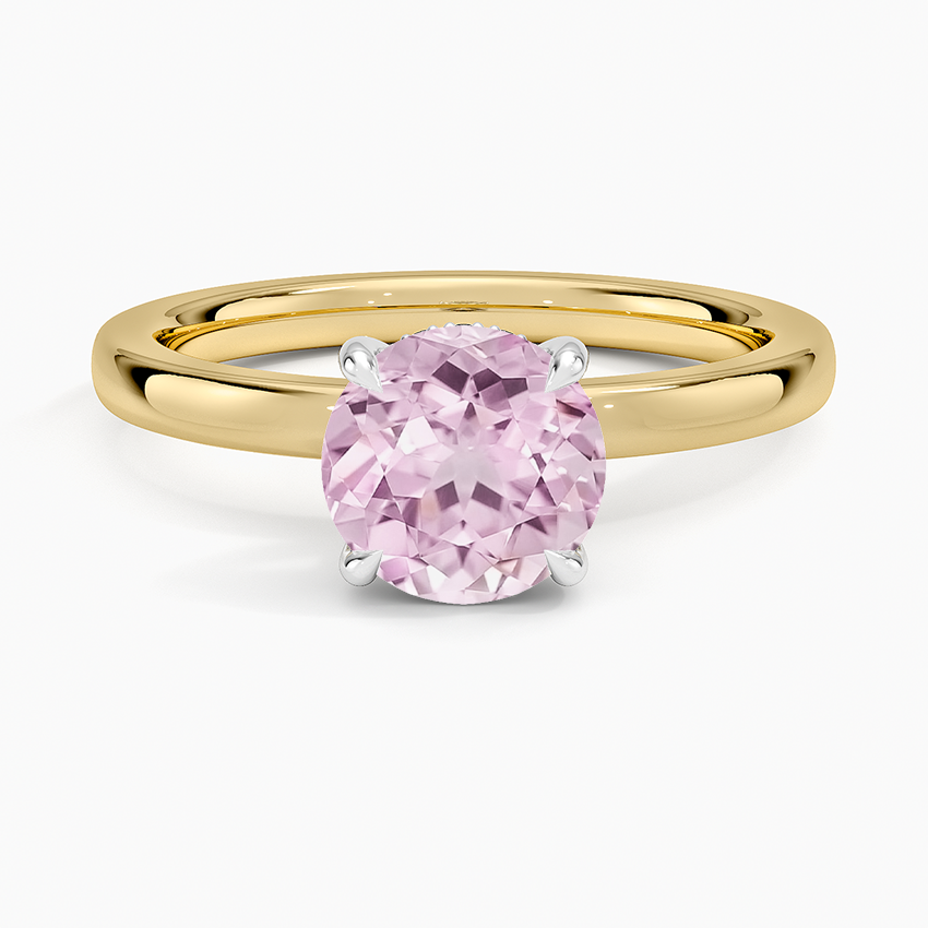 Lab Grown Sapphire Audrey Mixed Metal 2mm Diamond Ring in 18K Yellow Gold