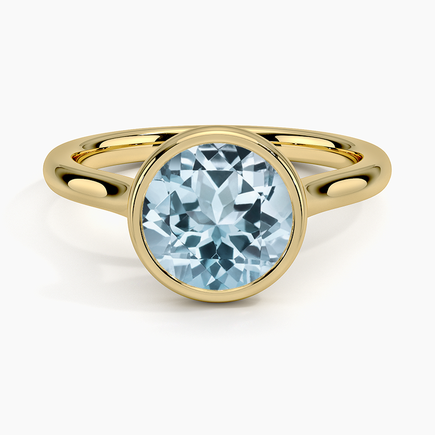 Aquamarine 2mm Luna Bezel Ring in 18K Yellow Gold