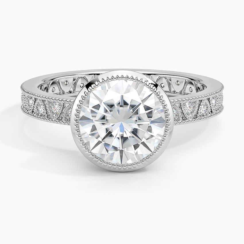 Moissanite Sinclair Art Deco Diamond Ring (1/6 ct. tw.) in 18K White Gold