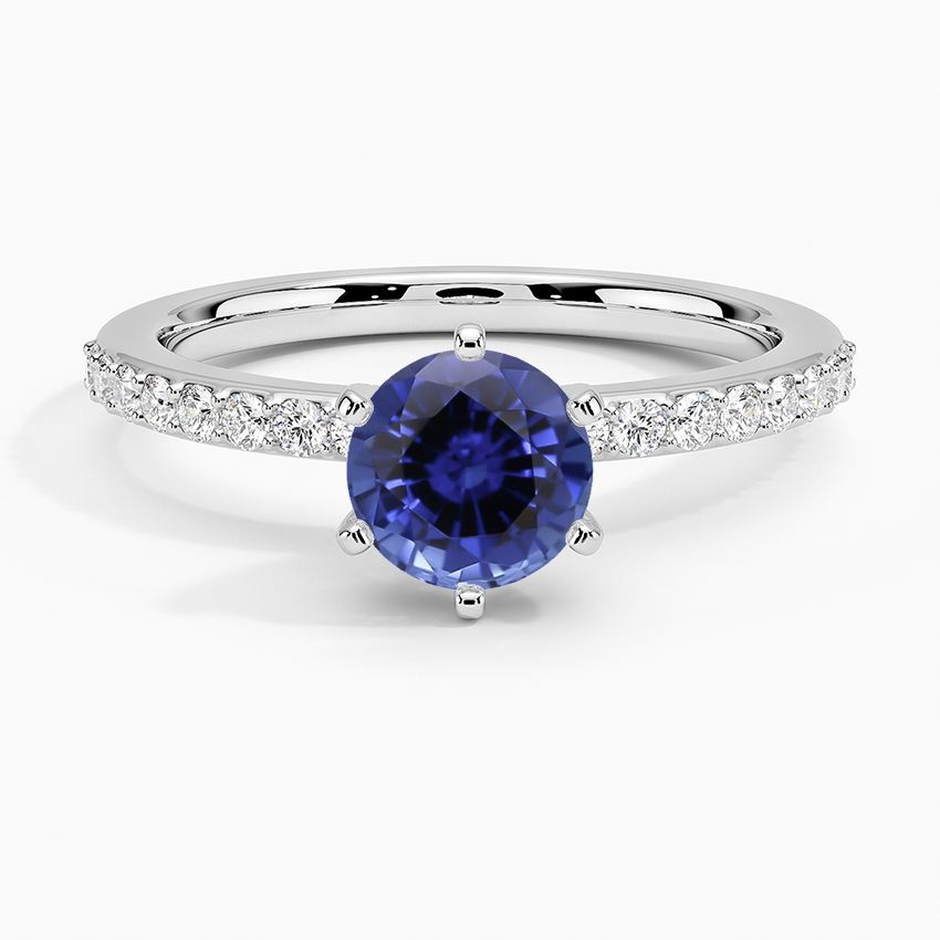 Sapphire Six Prong Petite Shared Prong Diamond Ring (1/5 ct. tw.) in 18K White Gold
