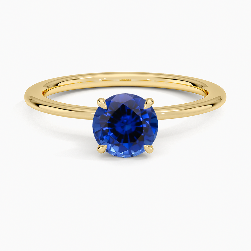 Sapphire Petite Secret Halo Diamond Ring in 18K Yellow Gold