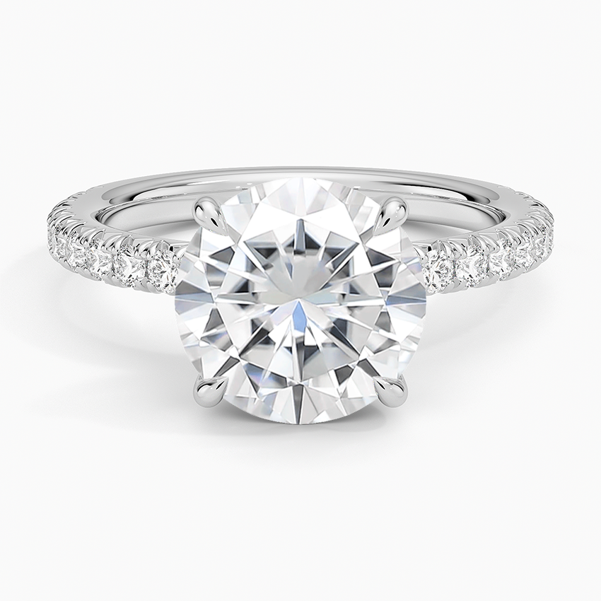 Moissanite Amelie Three-Quarter Coverage Diamond Ring in 14K White Gold