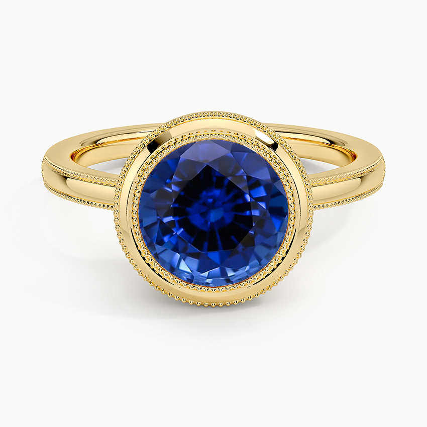 Lab Grown Sapphire Blair Bezel Ring in 18K Yellow Gold