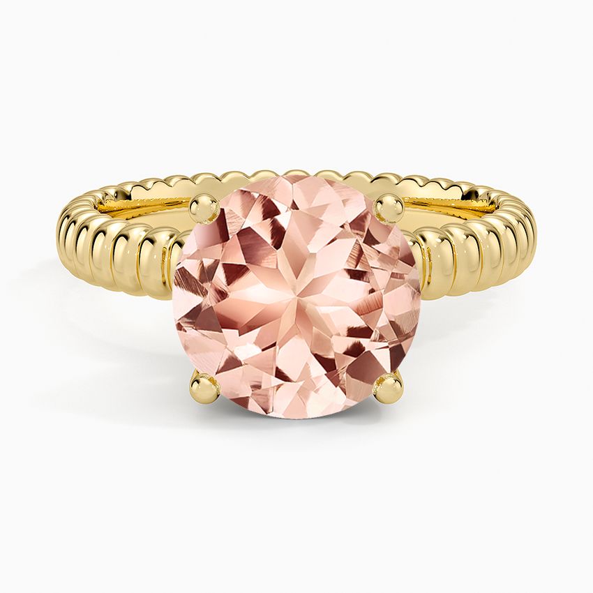 Morganite Petra Textured Solitaire Ring in 14K Yellow Gold