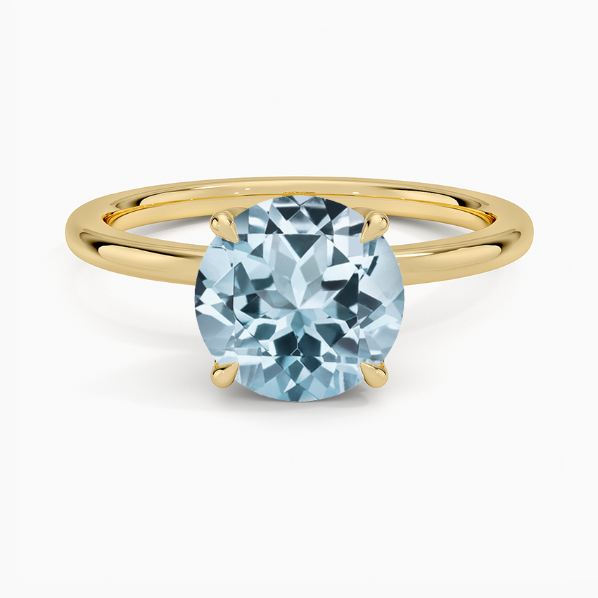 Aquamarine Petal Diamond Ring in 18K Yellow Gold