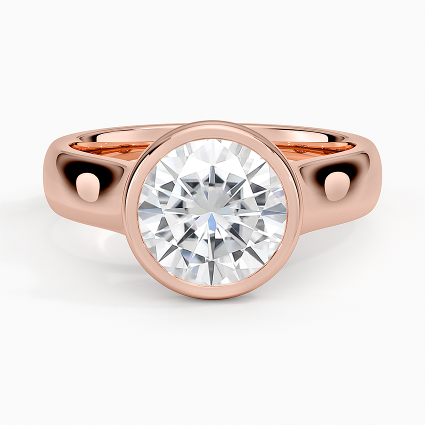 Moissanite Luna 4mm Bezel Ring in 14K Rose Gold