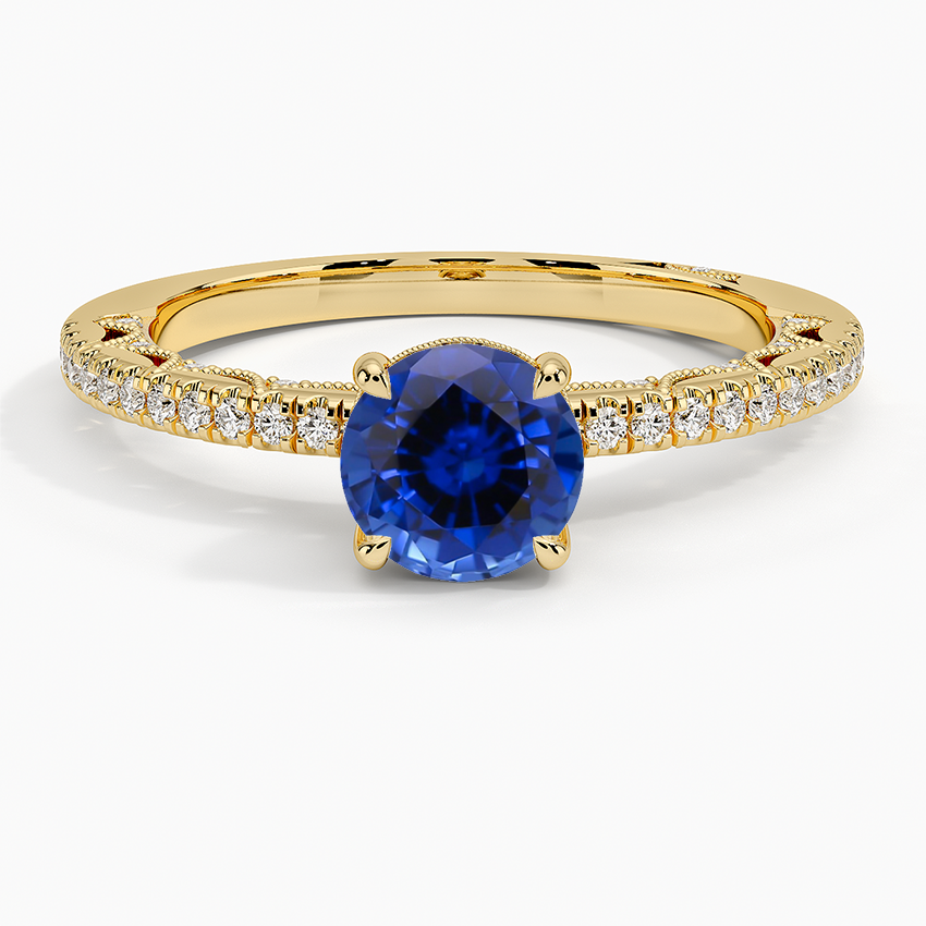 Sapphire Tacori Lunetta Crescent Diamond Ring in 18K Yellow Gold