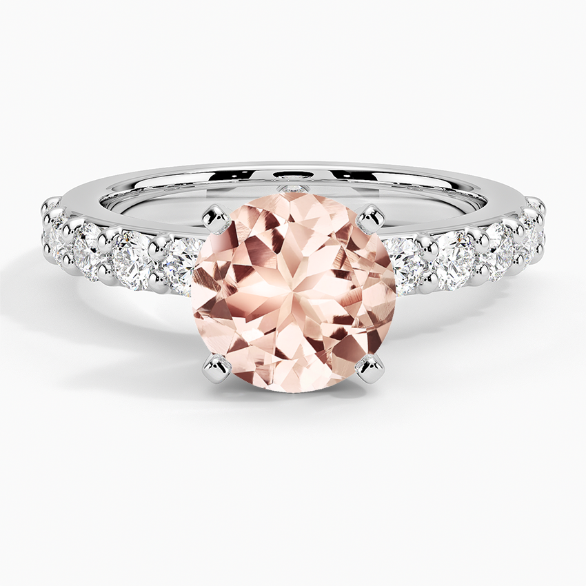 Morganite Luxe Shared Prong Diamond Ring (1/2 ct. tw.) in 18K White Gold