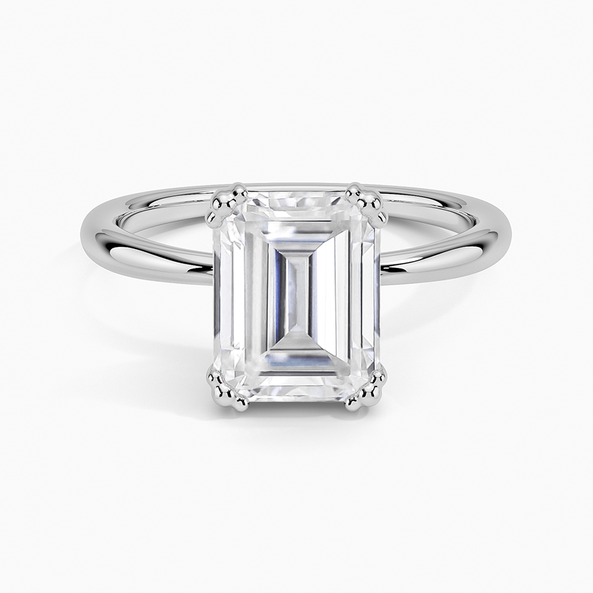 Moissanite Freesia Triple-Prong Solitaire Ring in 18K White Gold