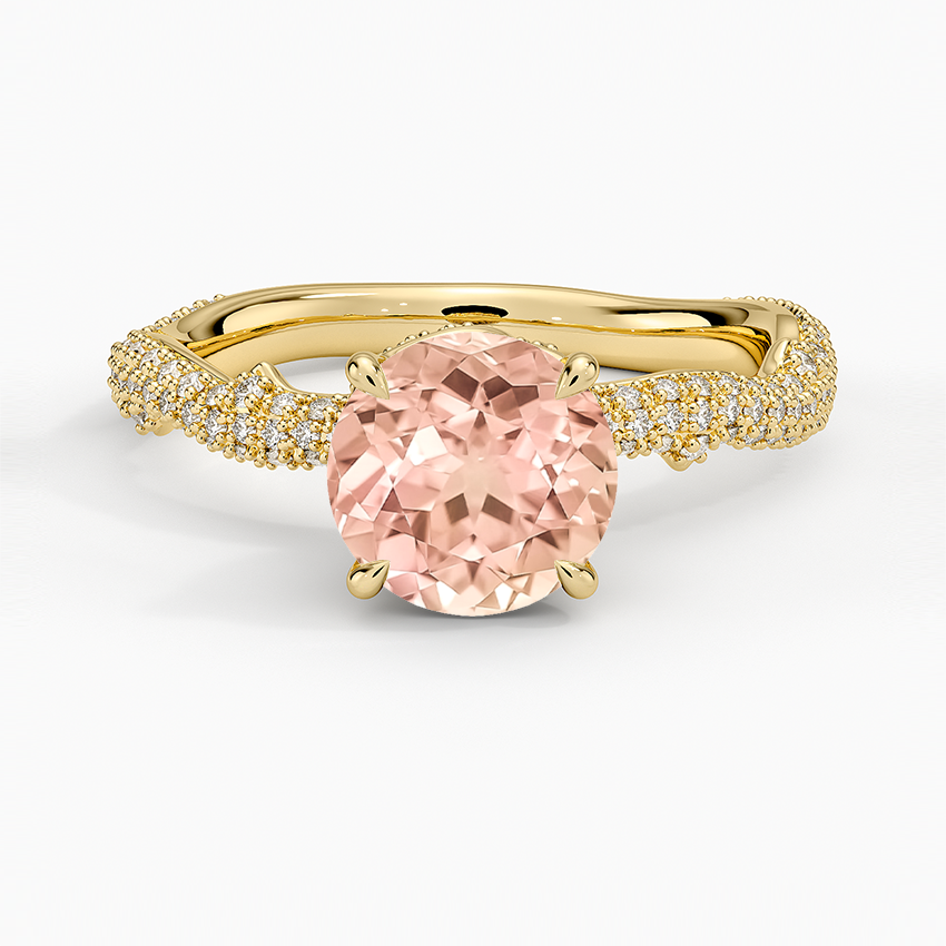 Lab Grown Sapphire Rose Thorn Diamond Ring in 18K Yellow Gold