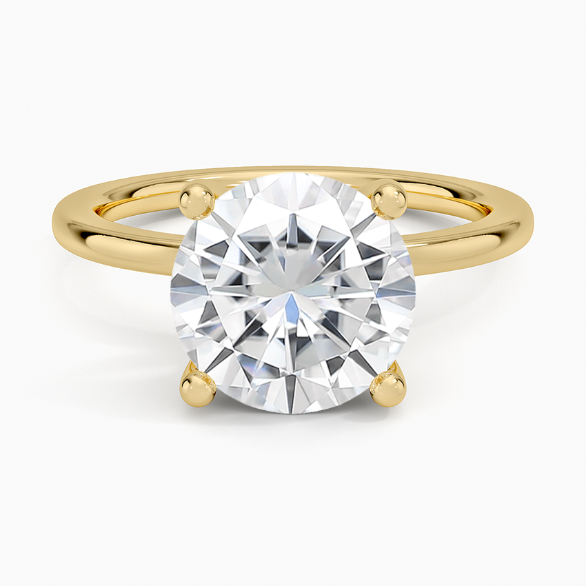Moissanite Sydney Perfect Fit Hidden Halo Diamond Ring in 14K Yellow Gold
