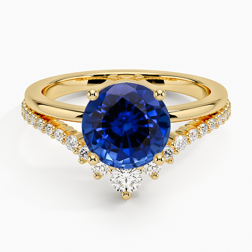 Lab Grown Sapphire Bianca Split Shank Diamond Ring (1/3 ct. tw.) in 18K Yellow Gold