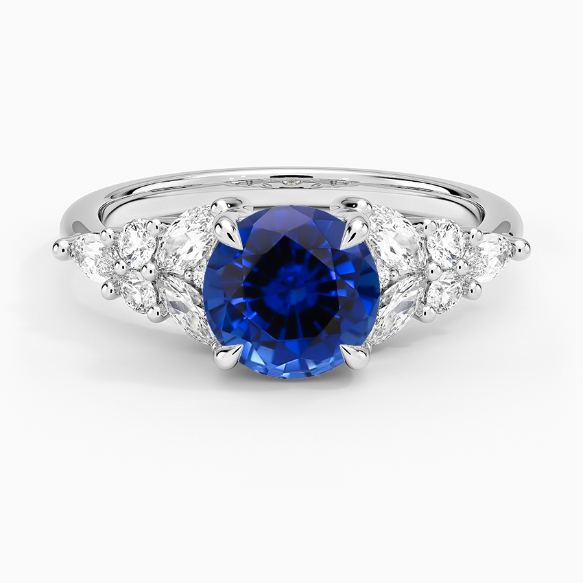 Sapphire Nadia Taper Diamond Ring in 18K White Gold