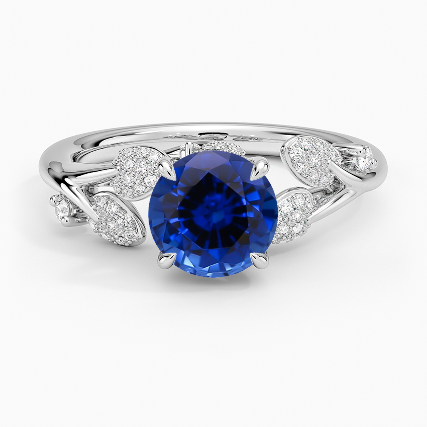 Sapphire Canopy Diamond Ring in 18K White Gold