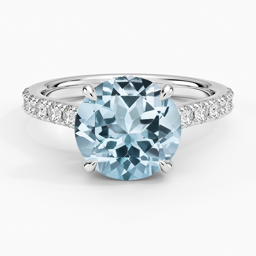 Aquamarine Grand Lissome Diamond Ring in 14K White Gold