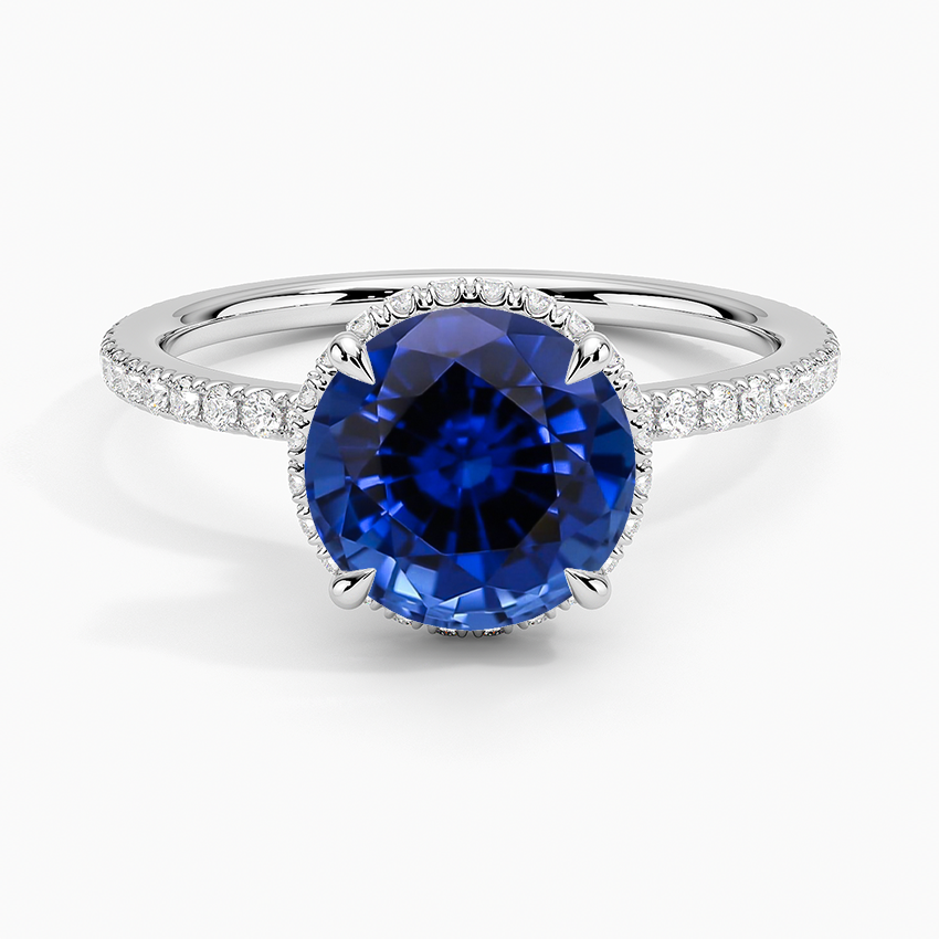 Lab Grown Sapphire Gala Diamond Ring in 18K White Gold