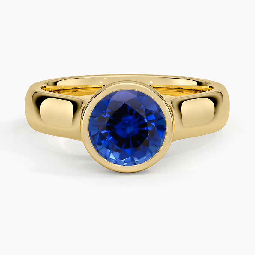 Sapphire Luna 4mm Bezel Ring in 18K Yellow Gold