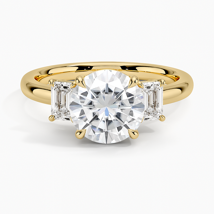 Moissanite Rhiannon Emerald Cut Three Stone Diamond Ring (1/2 ct. tw.) in 18K Yellow Gold