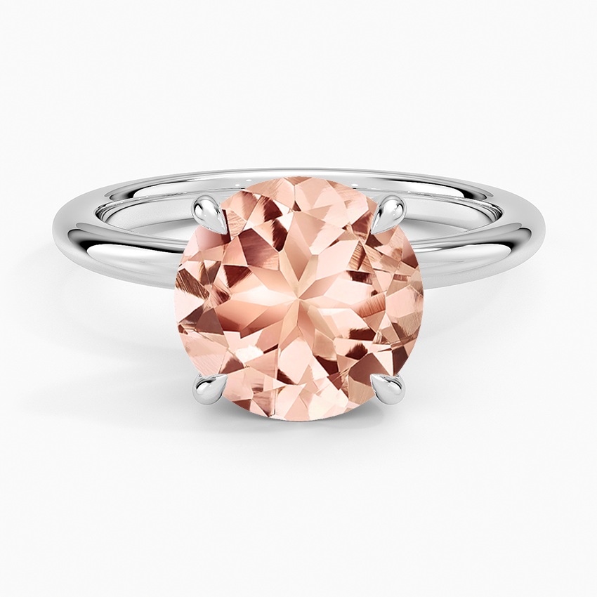 Morganite Manon Solitaire Ring in 14K White Gold