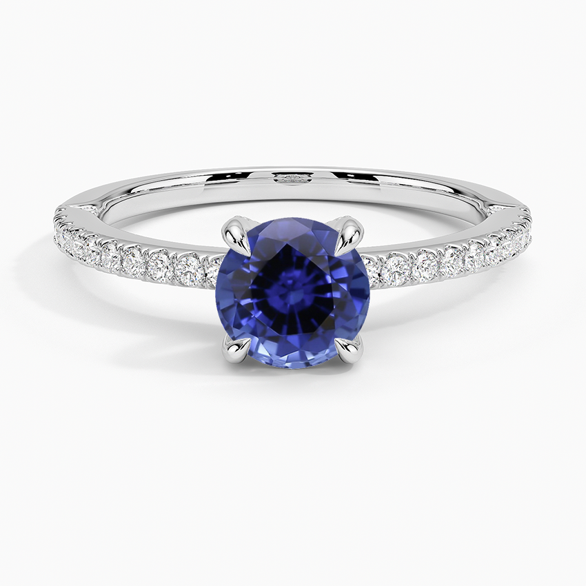 Sapphire Heritage Pavé Diamond Ring in 18K White Gold