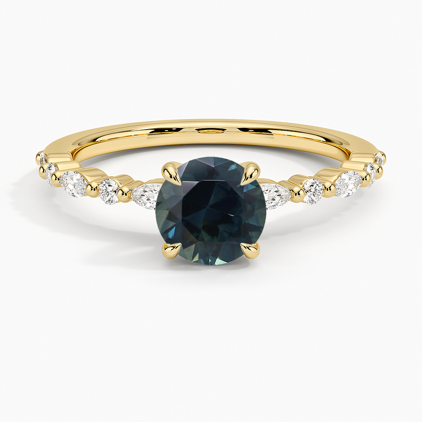 Sapphire Delicate Versailles Diamond Ring in 18K Yellow Gold
