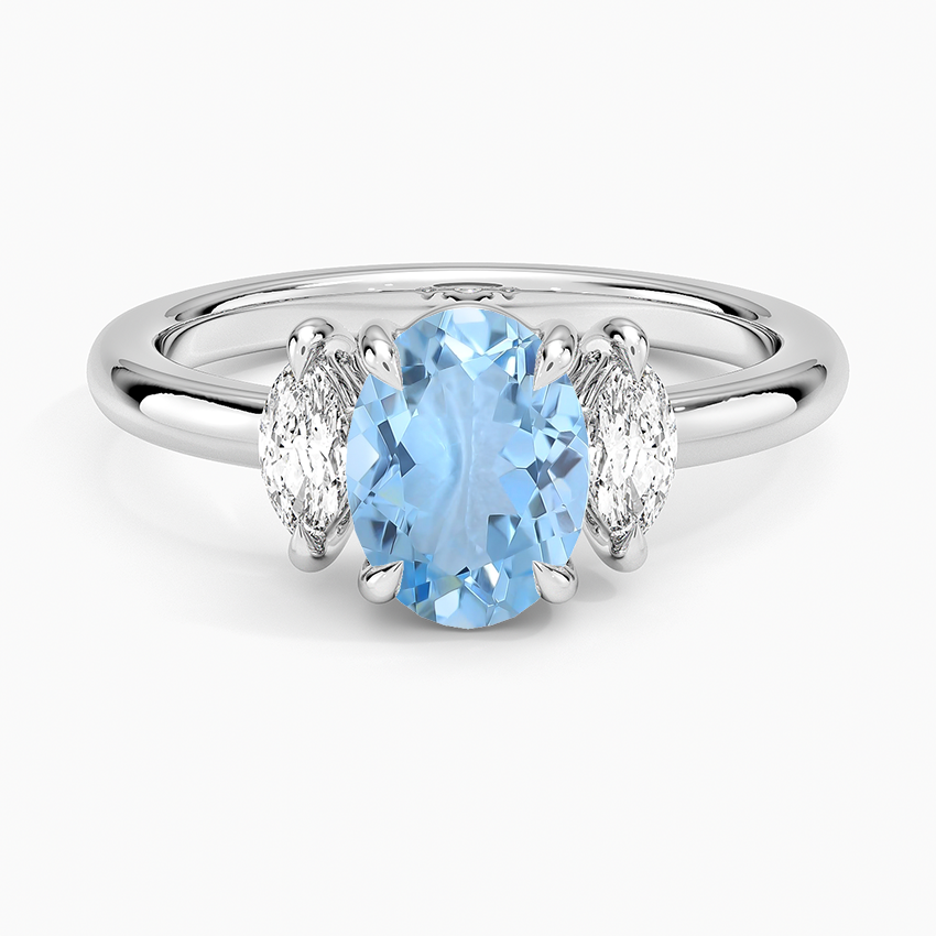 Aquamarine Sasha Three Stone Marquise Diamond Ring (1/3 Ct. Tw.) in 18K White Gold