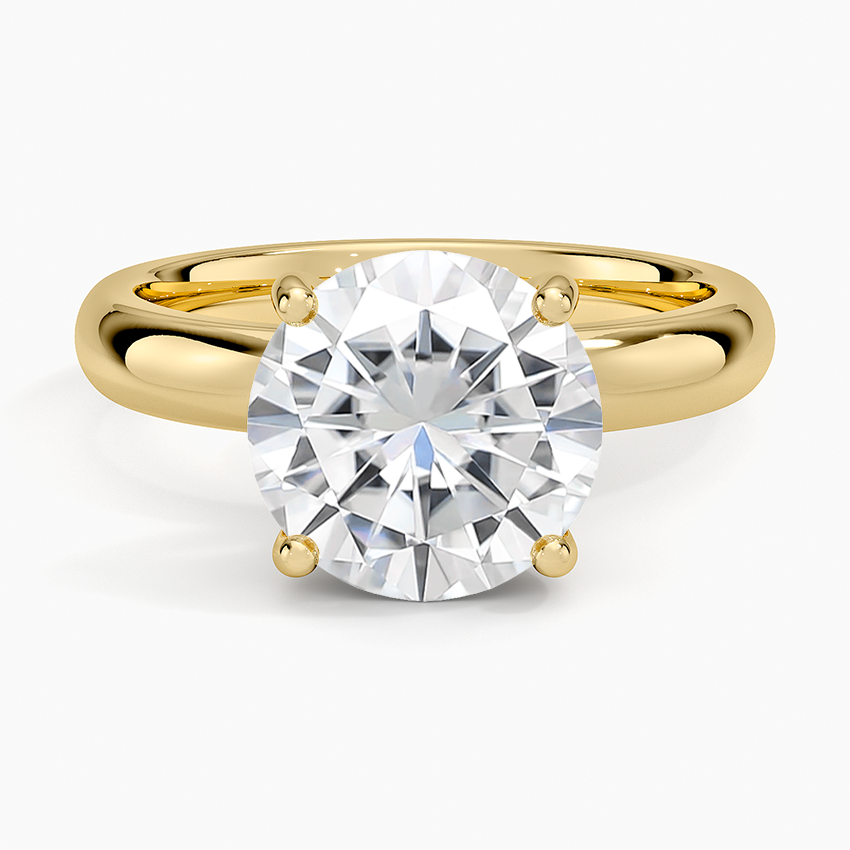 Moissanite Sydney Perfect Fit Halo 3mm Diamond Ring in 14K Yellow Gold