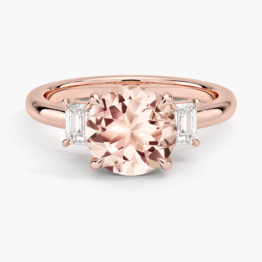 Morganite Petite Rhiannon Three Stone Diamond Ring (1/4 ct. tw.) in 14K Rose Gold
