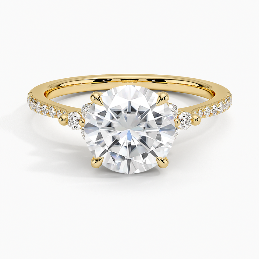 Moissanite Melody Pavé Diamond Ring in 18K Yellow Gold