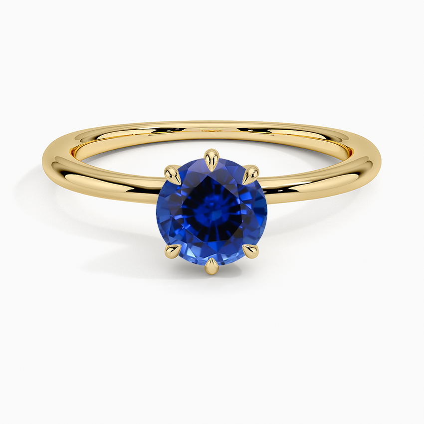 Sapphire Freesia Six-Prong Solitaire Ring in 18K Yellow Gold