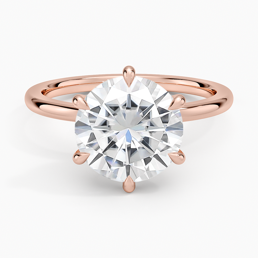 Moissanite Petal Six Prong Diamond Ring in 14K Rose Gold