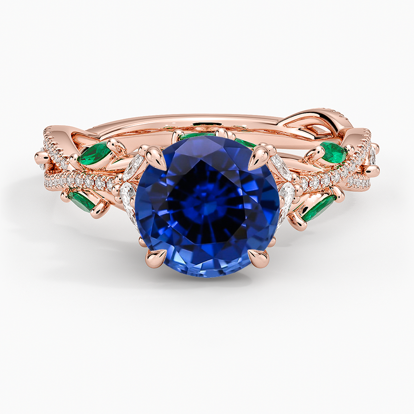 Lab Grown Sapphire Luxe Secret Garden Lab Emerald and Diamond Ring in 14K Rose Gold