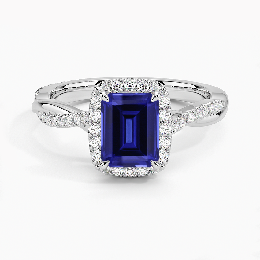 Sapphire Petite Twisted Vine Halo Diamond Ring (1/4 ct. tw.) in 18K ...