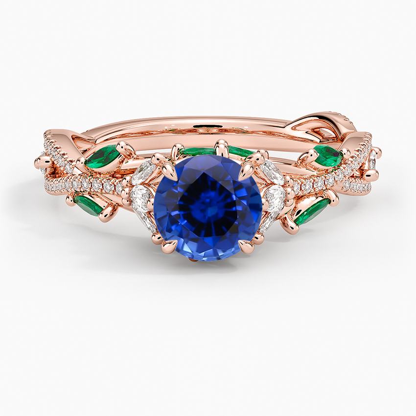 Sapphire Luxe Secret Garden Lab Emerald and Diamond Ring in 14K Rose Gold