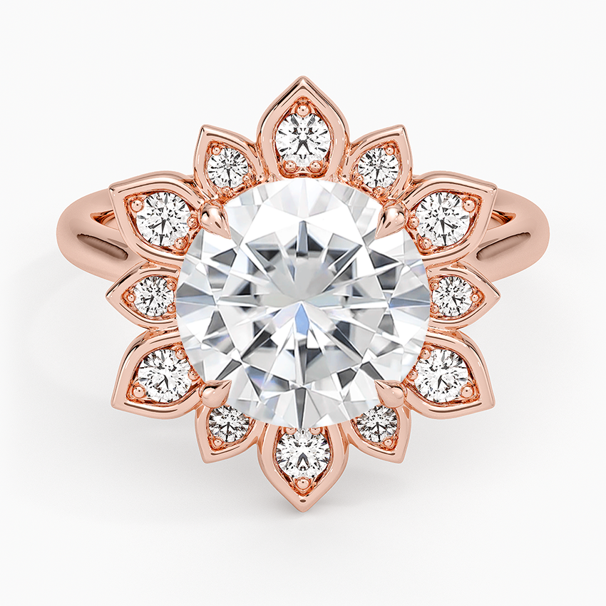 Moissanite Fiore Halo Diamond Ring (1/4 ct. tw.) in 14K Rose Gold