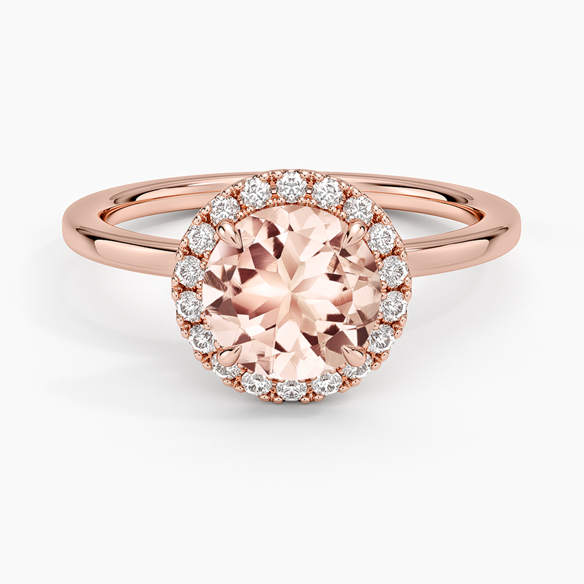 Morganite Vienna Halo Diamond Ring in 14K Rose Gold